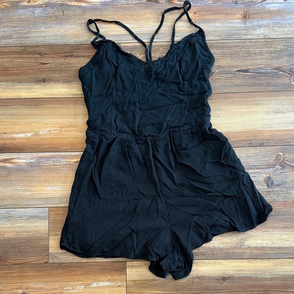 Hollister Pants - Hollister Black Smocked Back Romper w/adjustable straps Size L